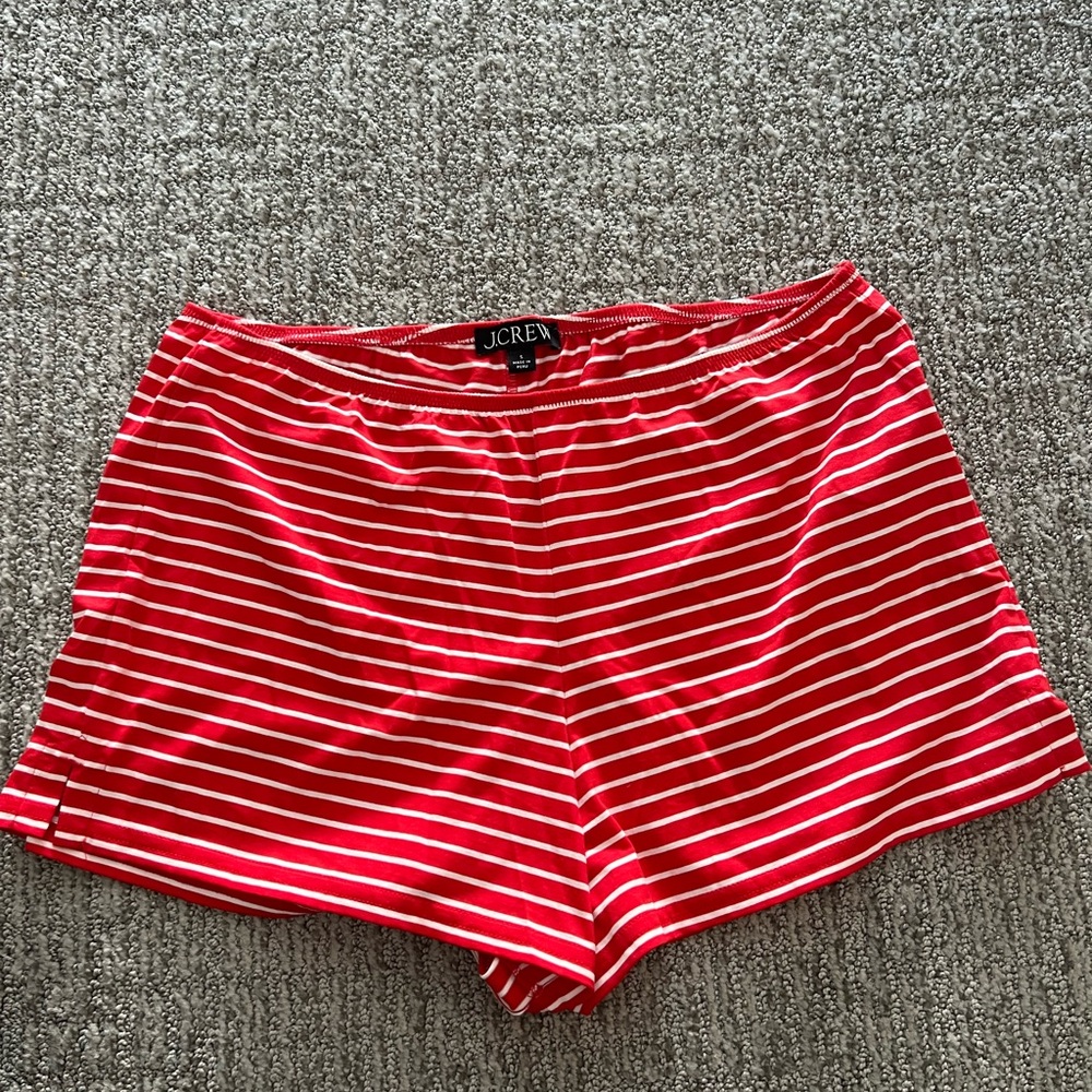 J. Crew Vibrant Red and White Striped Shorts
